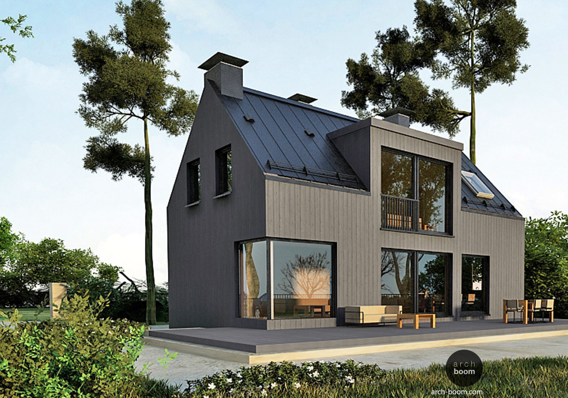 дом-сарай проект мансардного дома с угловыми окнами