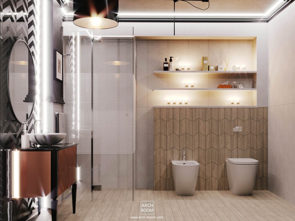 elegancka łazienka z doświetleniem LEDowym