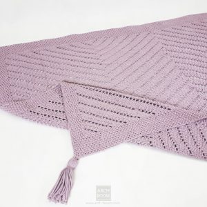 Gruba bawełniana różowa narzuta ręcznie robiona wzór jodełka zigzag