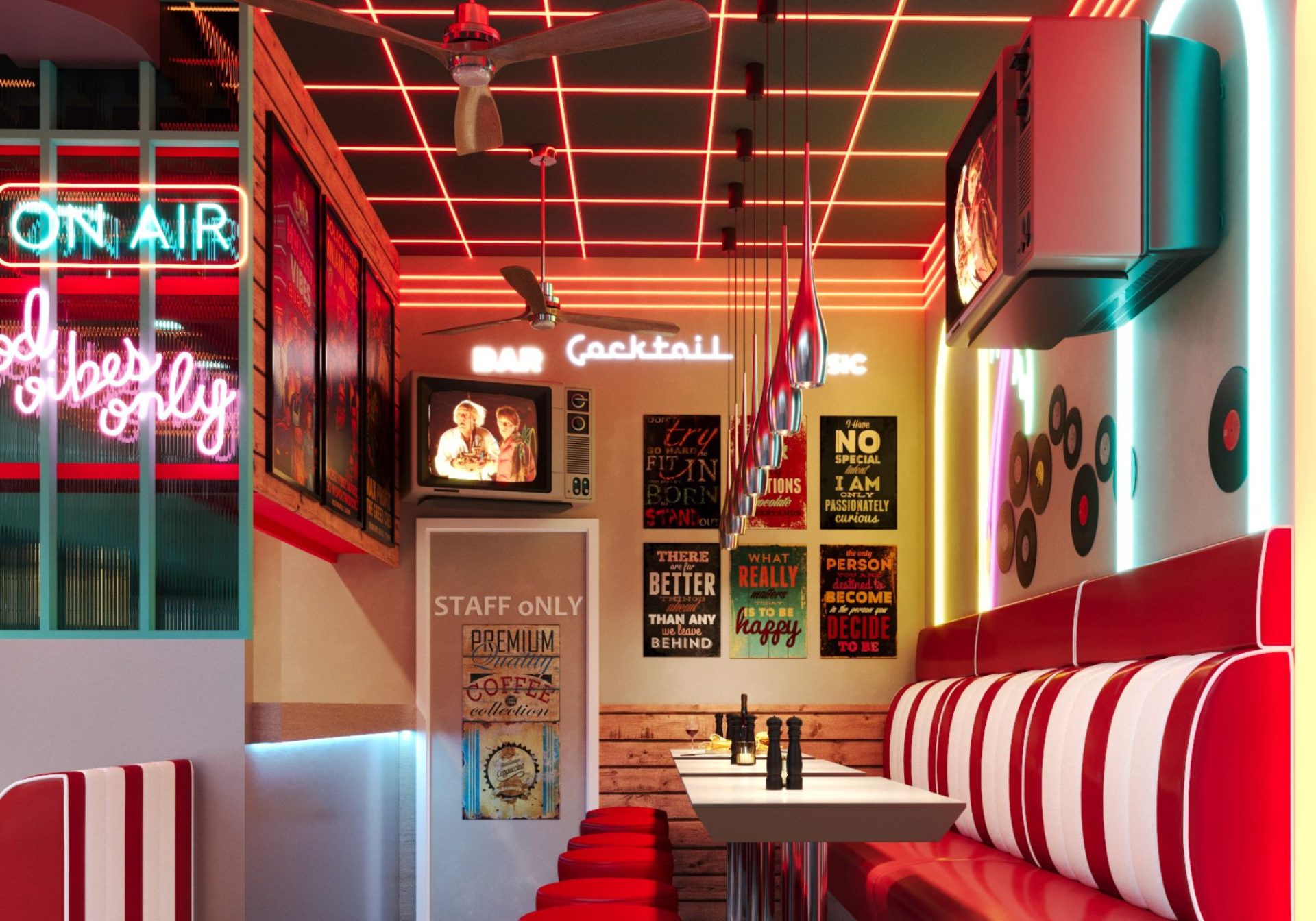 projekt burgerowni w stylu american diner