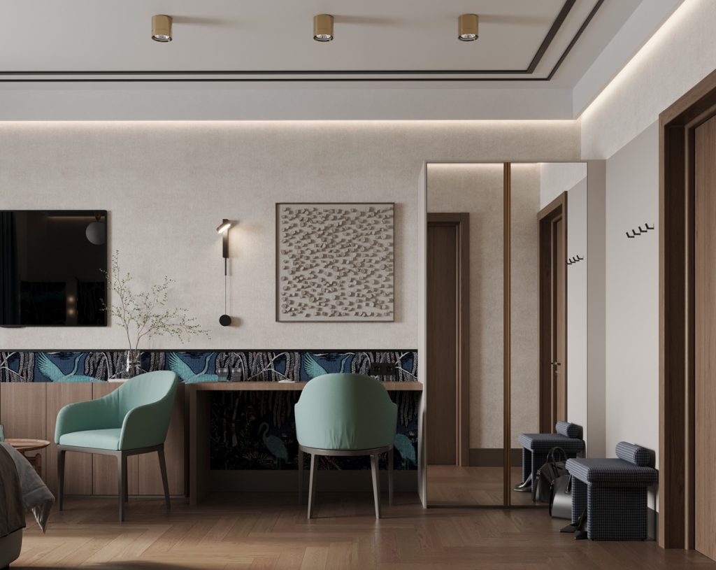 projekt hotelu na pomorzu morska paleta barw